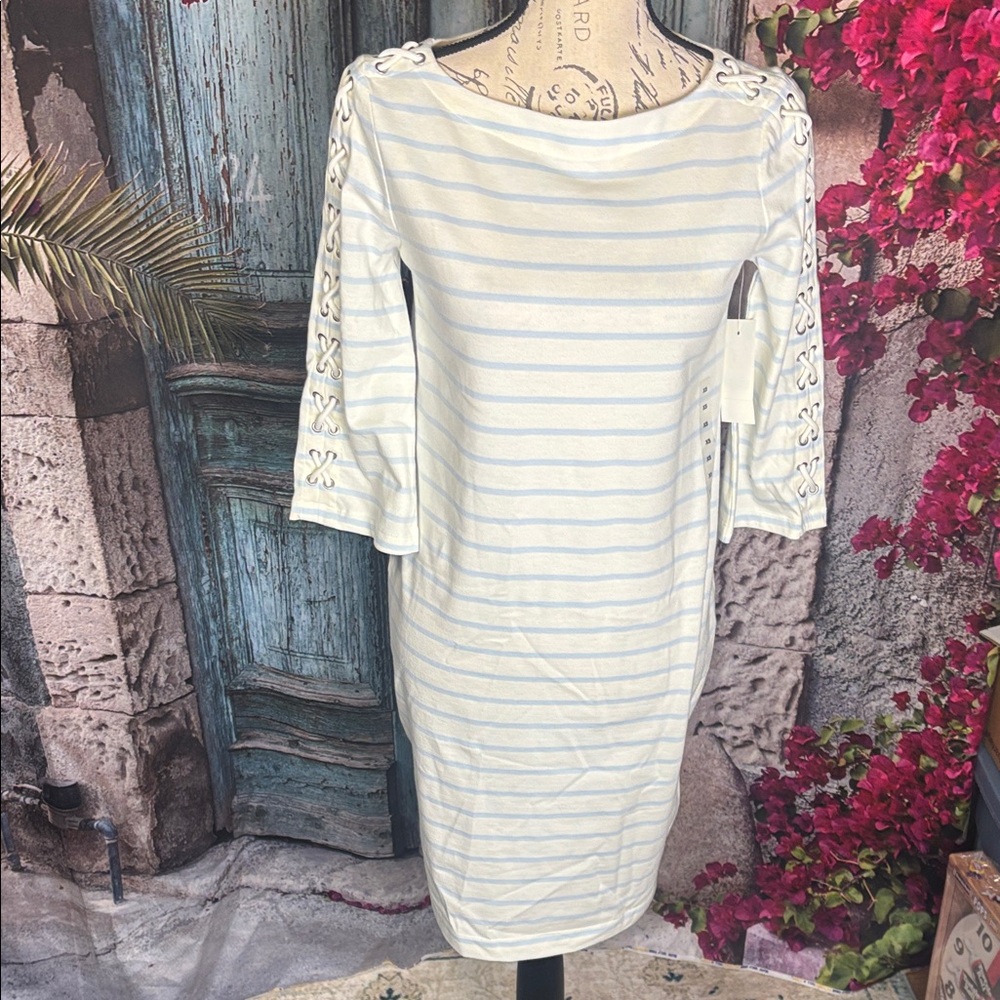 Lauren Ralph Lauren white and blue dress NWT, size extra small